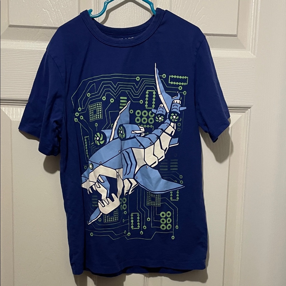 Place Blue Graphic Tee with Robot Design